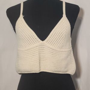 Urban Outfitters Cream Crochet Cami Crop Top Size XL